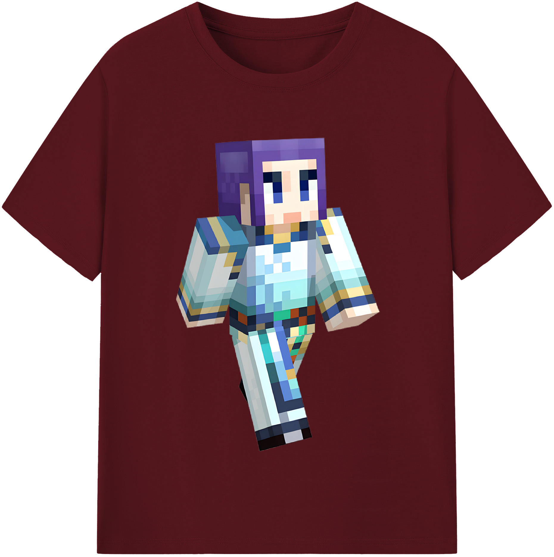 （画像用） マインクラフト ブロックの世界 Minecraft MC Block world 綿100％半袖Tシャツ（フロントプリント）